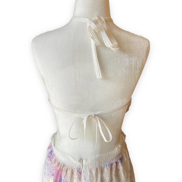 Gianni Bini Delaney Embroidered Eyelet Halter Neck Tie Dye Maxi Dress - Picture 7 of 9